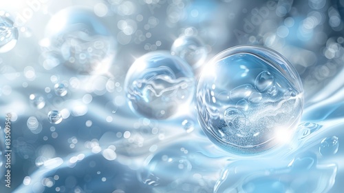 Wallpaper Mural Abstract close up of floating bubbles in blue water with bokeh effect, depicting a refreshing and calming feeling of cleanliness and purity. Torontodigital.ca