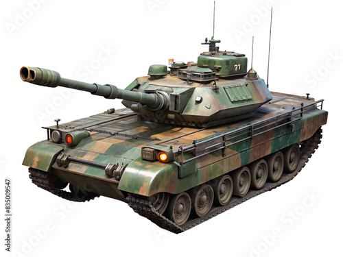 Military battle tank on white background