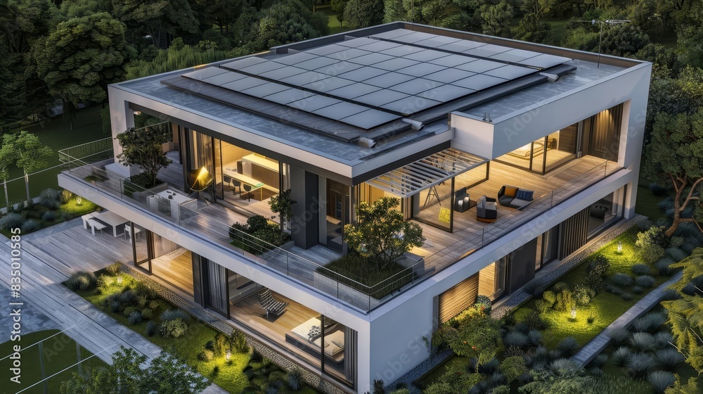 modern ecofriendly house with sleek solar roof panels sustainable energy efficient luxury villa modern ecofriendly house with sleek solar roof panels sustainable energy efficient luxury villa