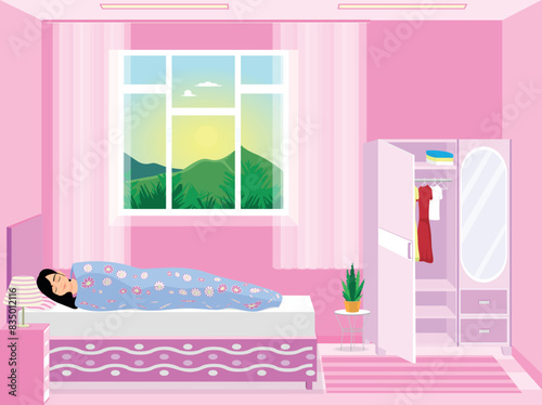cute girl child in bedroom