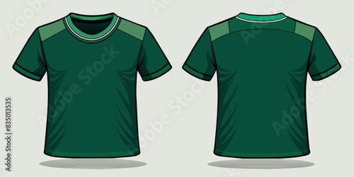 plain dark green t-shirt mockup template, with view, front and back