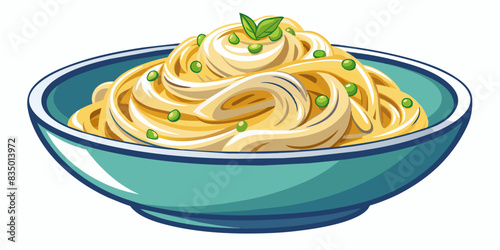 bowl of fettucini alfredo with garnish 