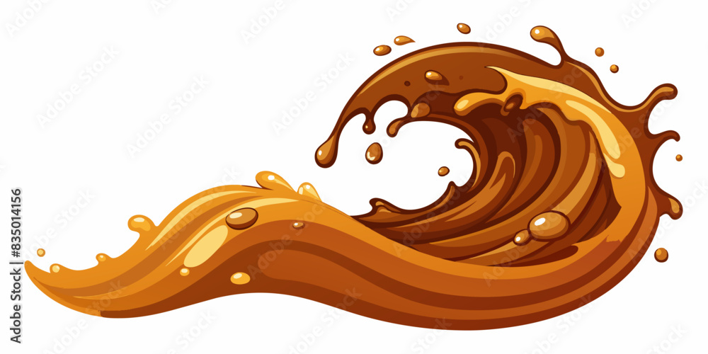 Brown liquid wave splashes isolated 