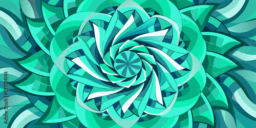 a hypnotic interweaving of mint green and seafoam blue abstract shape