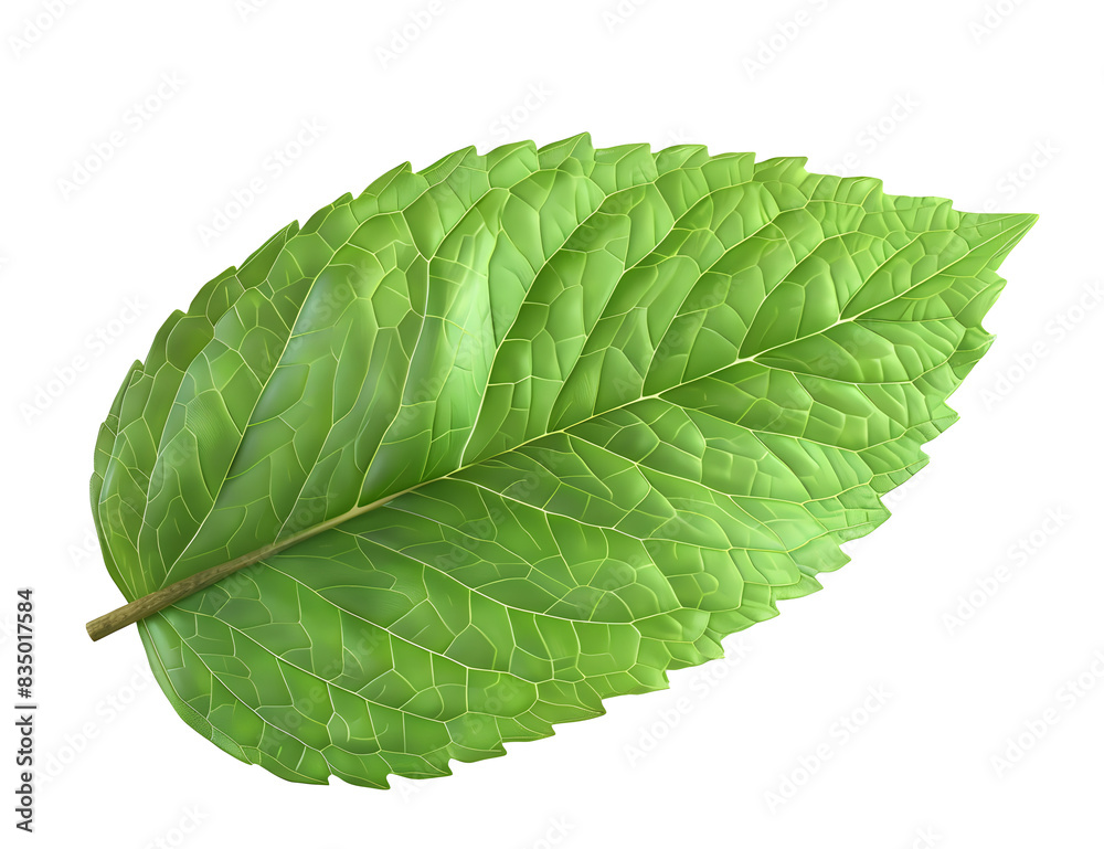 Obraz premium Mint leaf, mint green color, transparent background, png file, 3d illustration