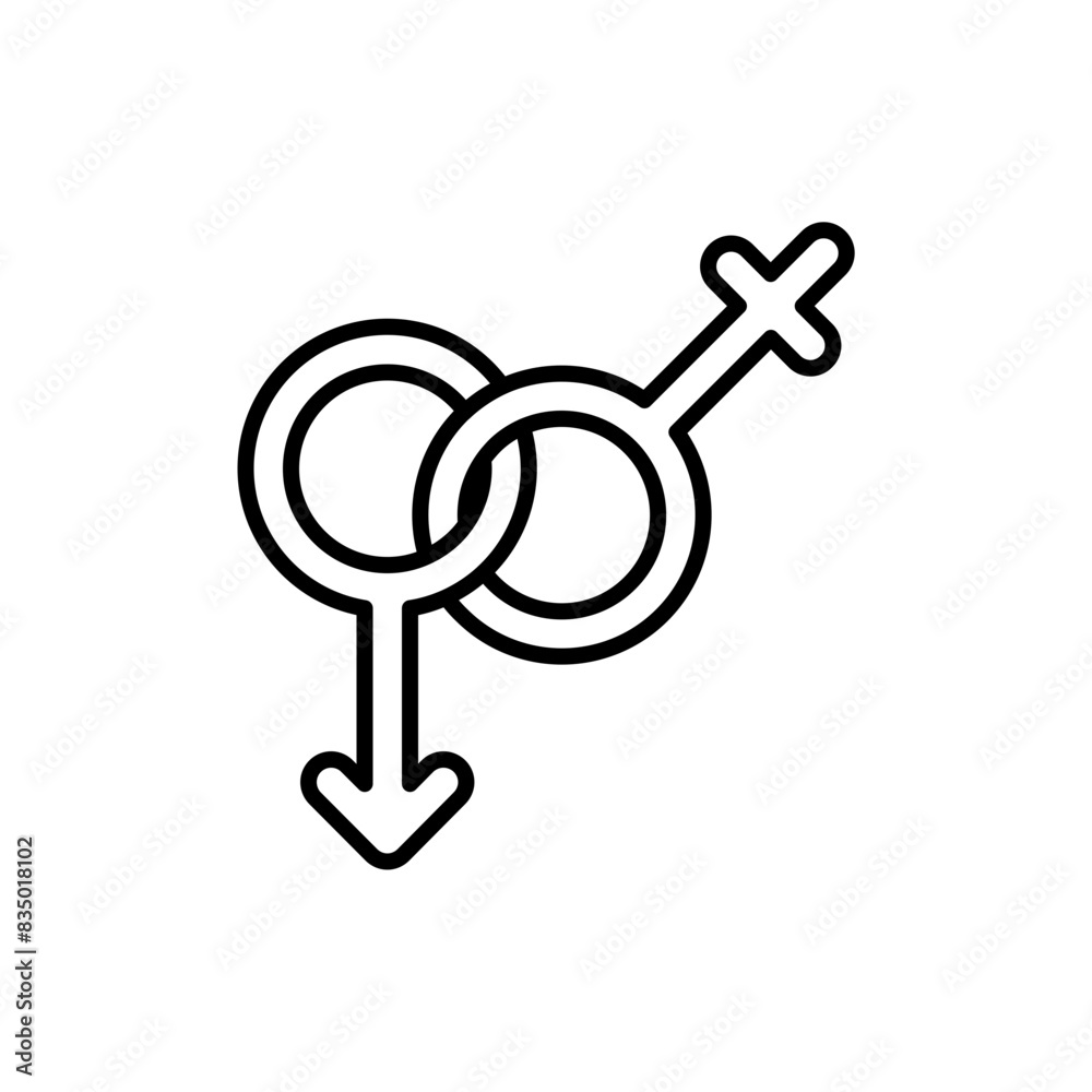 Gender relation outline icons, minimalist vector illustration ,simple transparent graphic element .Isolated on white background