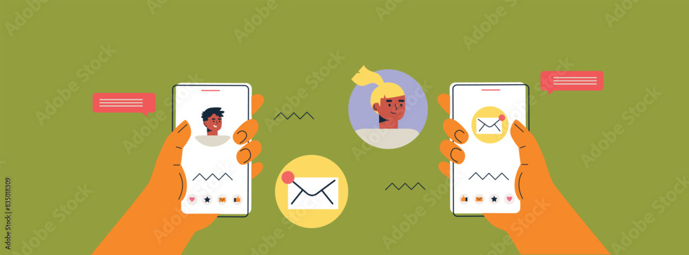 Fototapeta premium Technology abstract background. Work online, freelancing, education. Cartoon style. Vector illustration