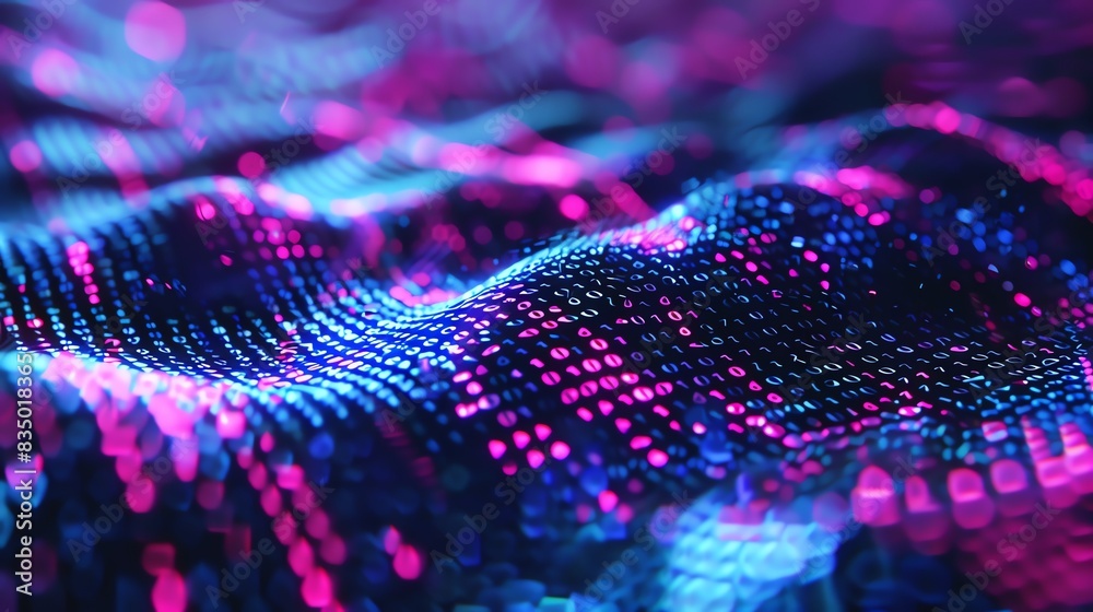 Abstract digital code, focus on, binary patterns, dynamic, overlay, cyber background backdrop