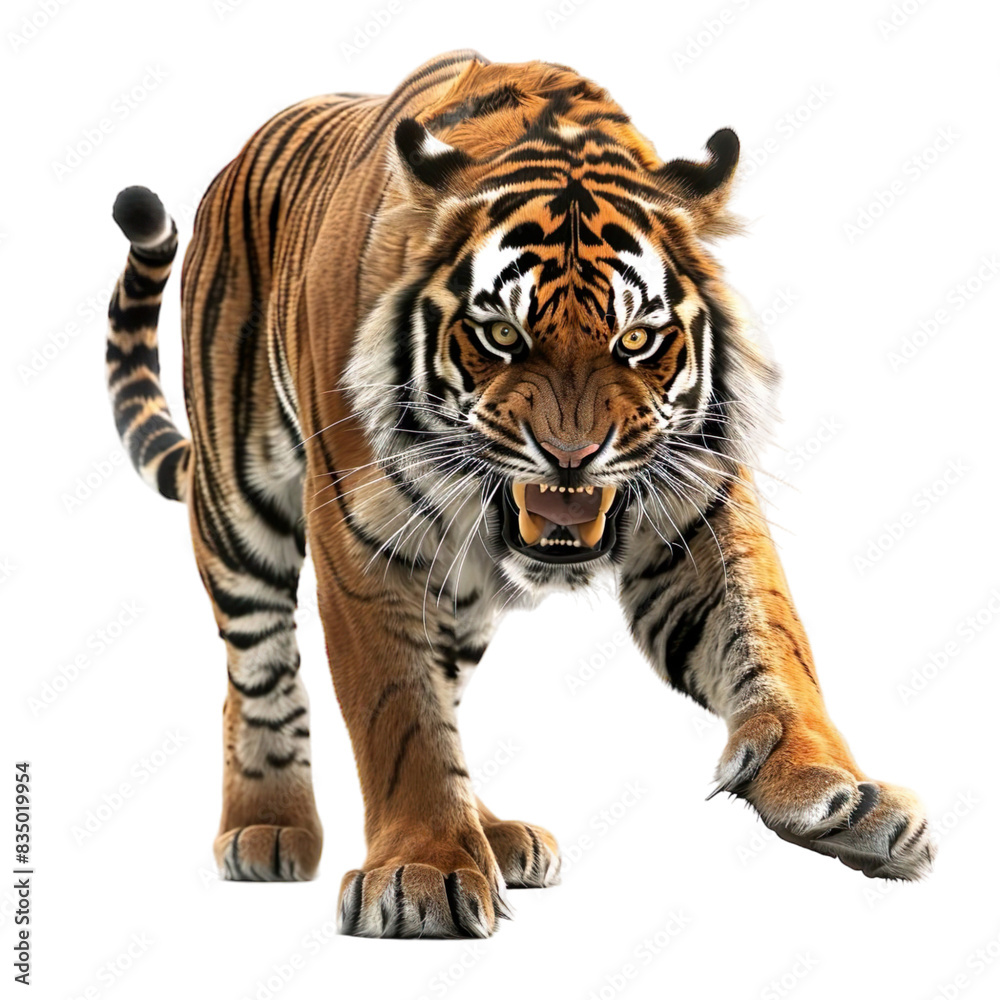 A large tiger with shiny fur, roaring loudly with an angry facial expression.
3. The angry tiger stood tall, his claws ready to grip, his eyes flashing with anger. A large tiger with shiny fur, roaring loudly with an angry facial expression.
3. The angry tiger stood tall, his claws ready to grip, his eyes flashing with anger.