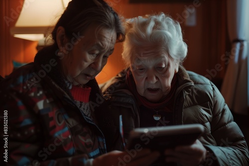 Seniors Engaging With Technology Device