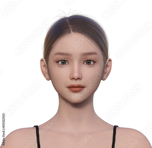 Obraz na płótnie 3D女性の正面ポートレートイラスト 自然な表情のリアル人物素材 w salonie