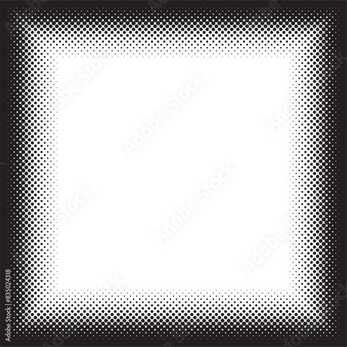 Vector black square halftone gradient. Comics effect. Isolated on white background