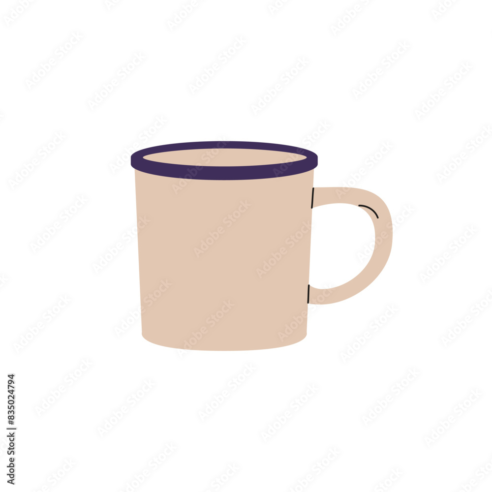 Modern design of cup in minimal style. Simple handmade mug with handle for coffee, beverages, water. Cute pottery teacup of tea, hot drinks. Flat isolated vector illustration on white background Modern design of cup in minimal style. Simple handmade mug with handle for coffee, beverages, water. Cute pottery teacup of tea, hot drinks. Flat isolated vector illustration on white background