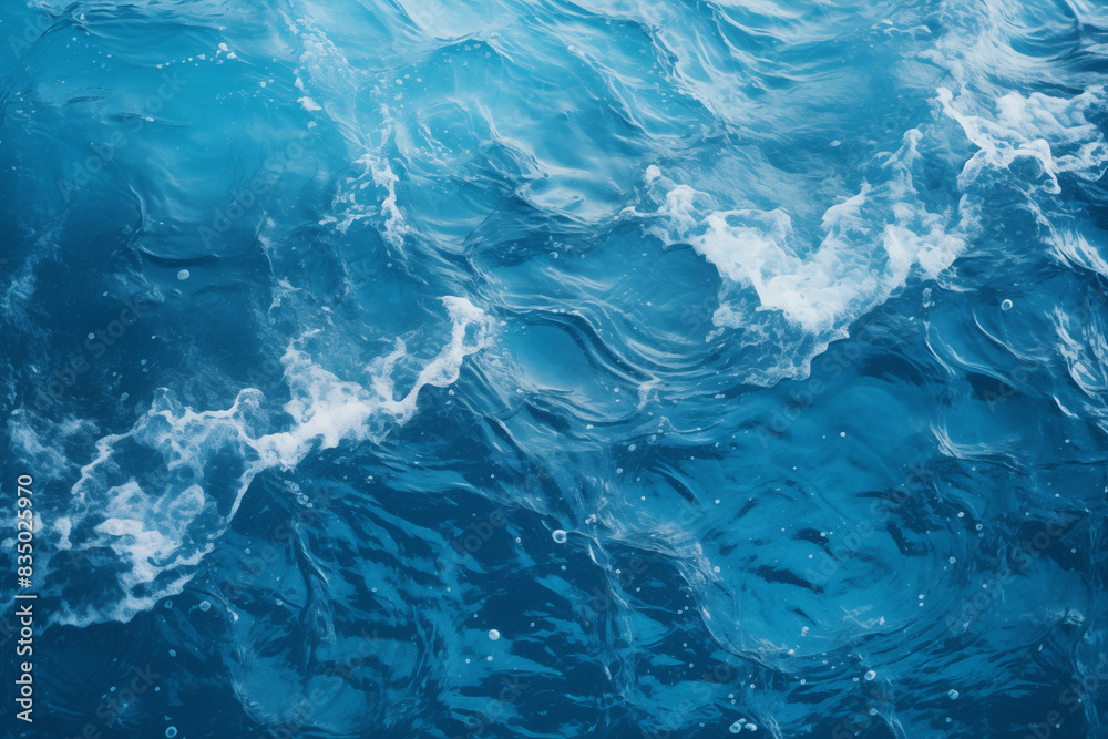 Water surface. Ocean Surface with Sea Foam. Blue water background. Generative AI Water surface. Ocean Surface with Sea Foam. Blue water background. Generative AI