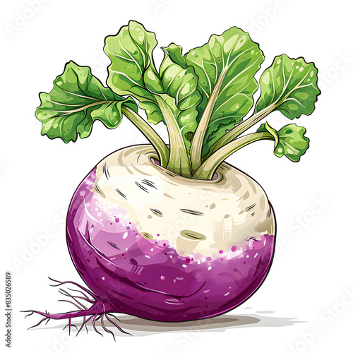 Vector illustration of a turnip on a white background. Suitable for crafting and digital design projects.[A-0002]