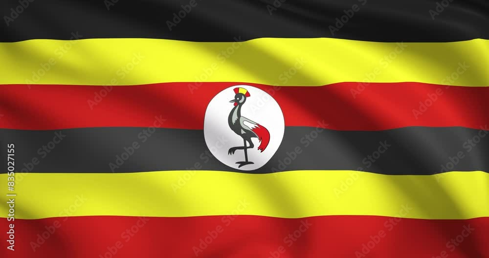 flag of Uganda. Uganda flag background. 4k 60FPS