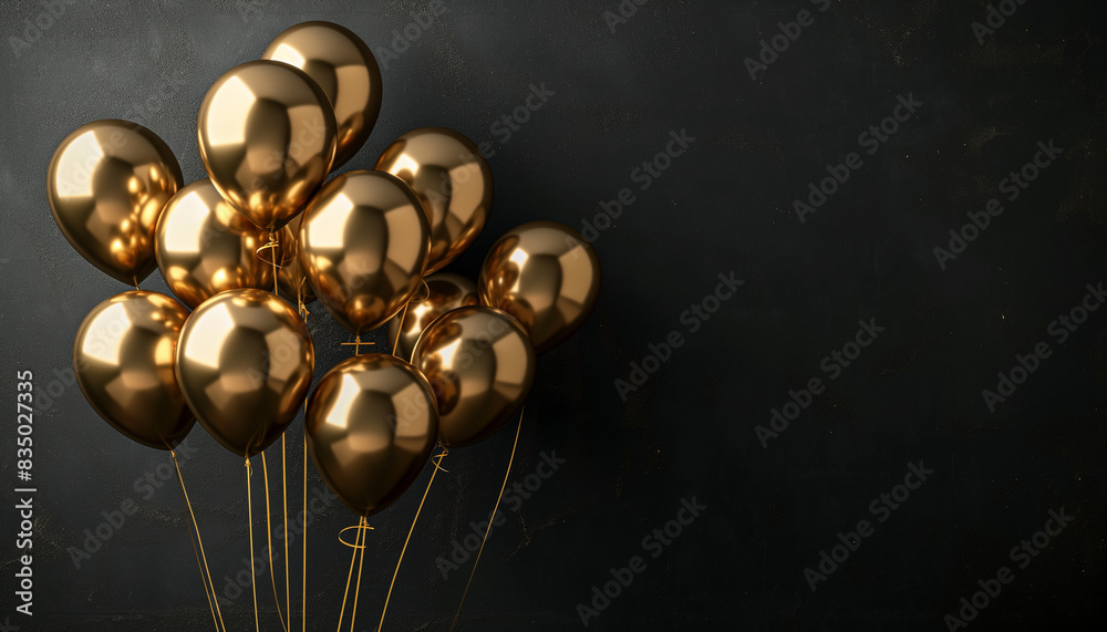 Holidays birthday party wedding decoration concept many metallic gold helium balloons Holidays birthday party wedding decoration concept many metallic gold helium balloons