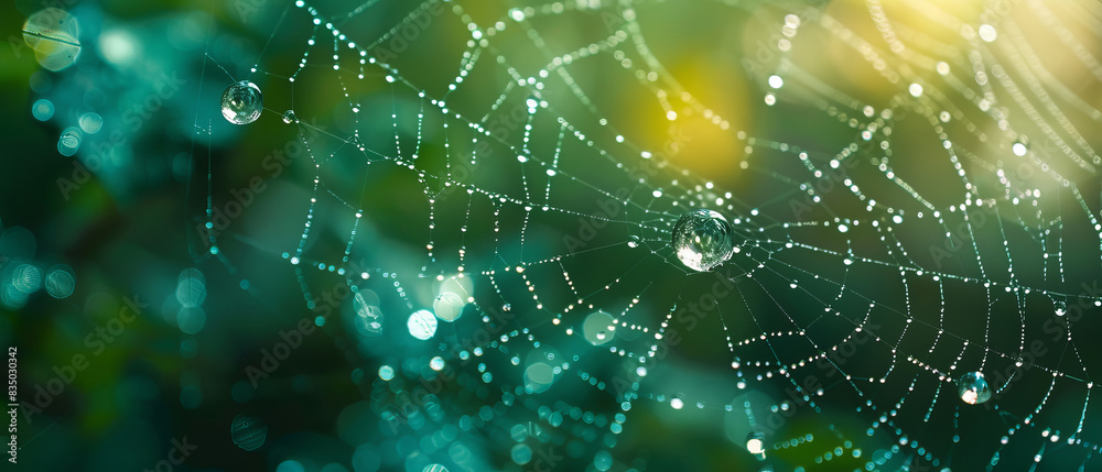 A closeup of a raindrop on a spiderweb A closeup of a raindrop on a spiderweb