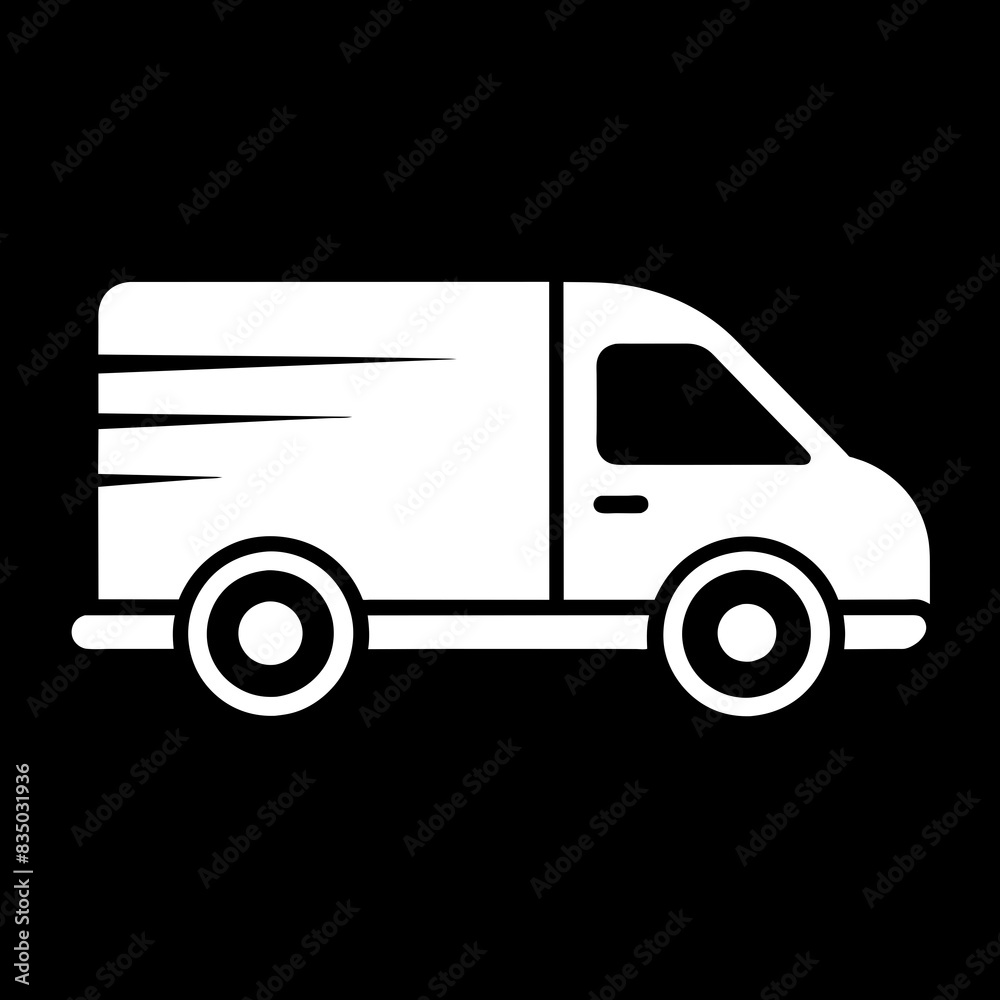 Modern and minimalist side view white color delivery logo icon vector illustration