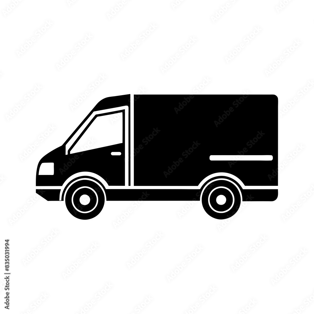 Modern and minimalist side view black color delivery logo icon vector illustration