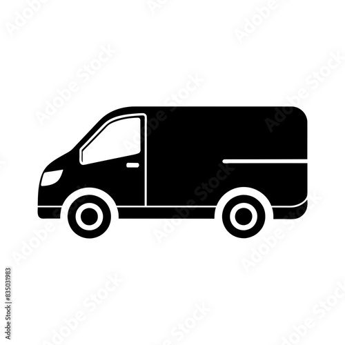 Modern and minimalist side view black color delivery logo icon vector illustration