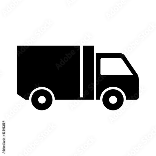 Modern and minimalist side view black color delivery logo icon vector illustration