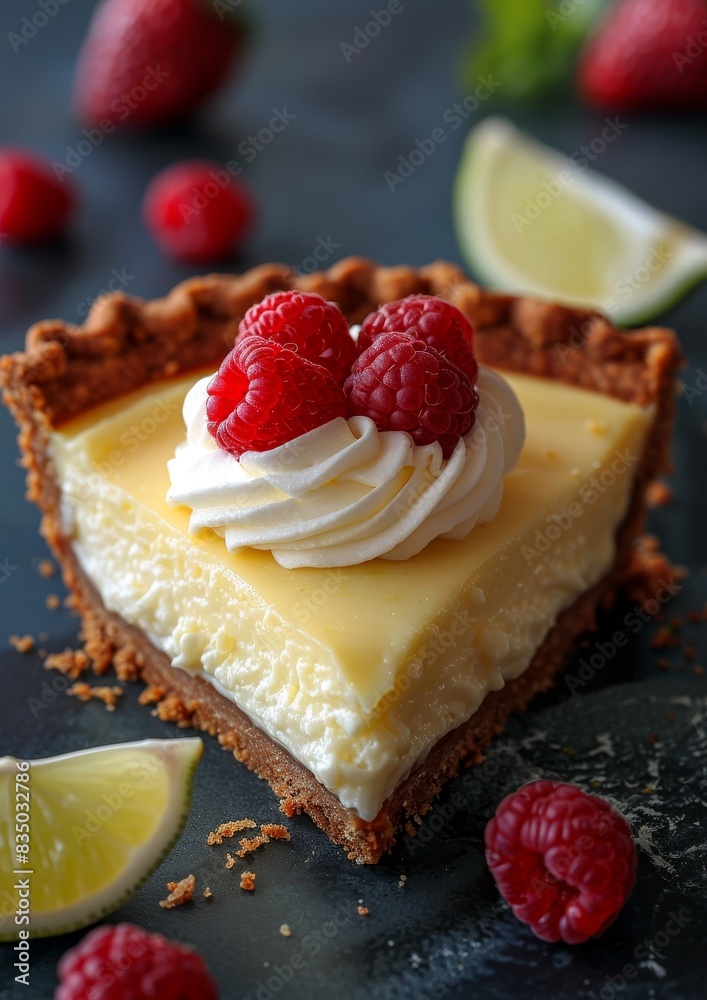 Key Lime Pie - Slice of key lime pie with whipped cream. Key Lime Pie - Slice of key lime pie with whipped cream.