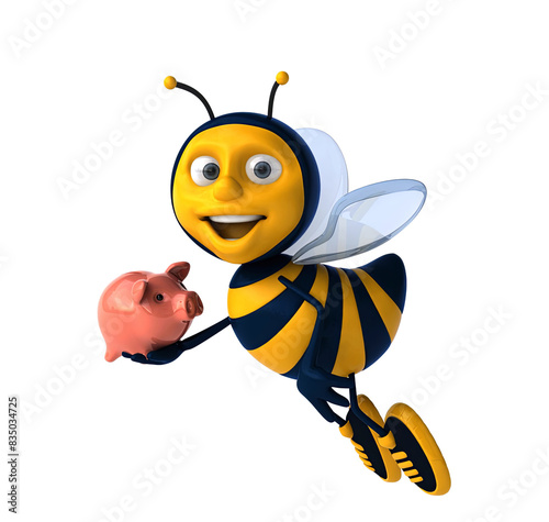 Fun 3D cartoon bee illustration