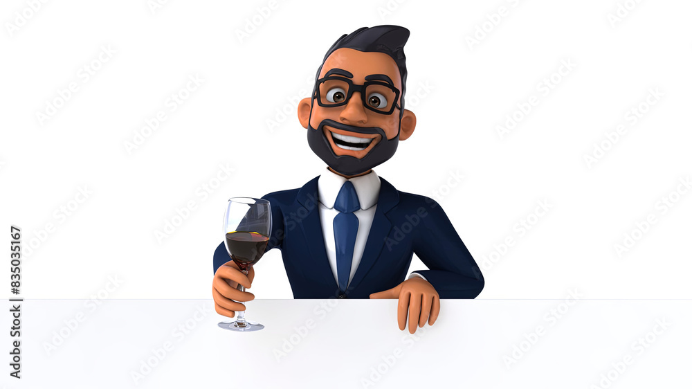 Fun 3D cartoon illustration of an indian businessman with alpha Fun 3D cartoon illustration of an indian businessman with alpha