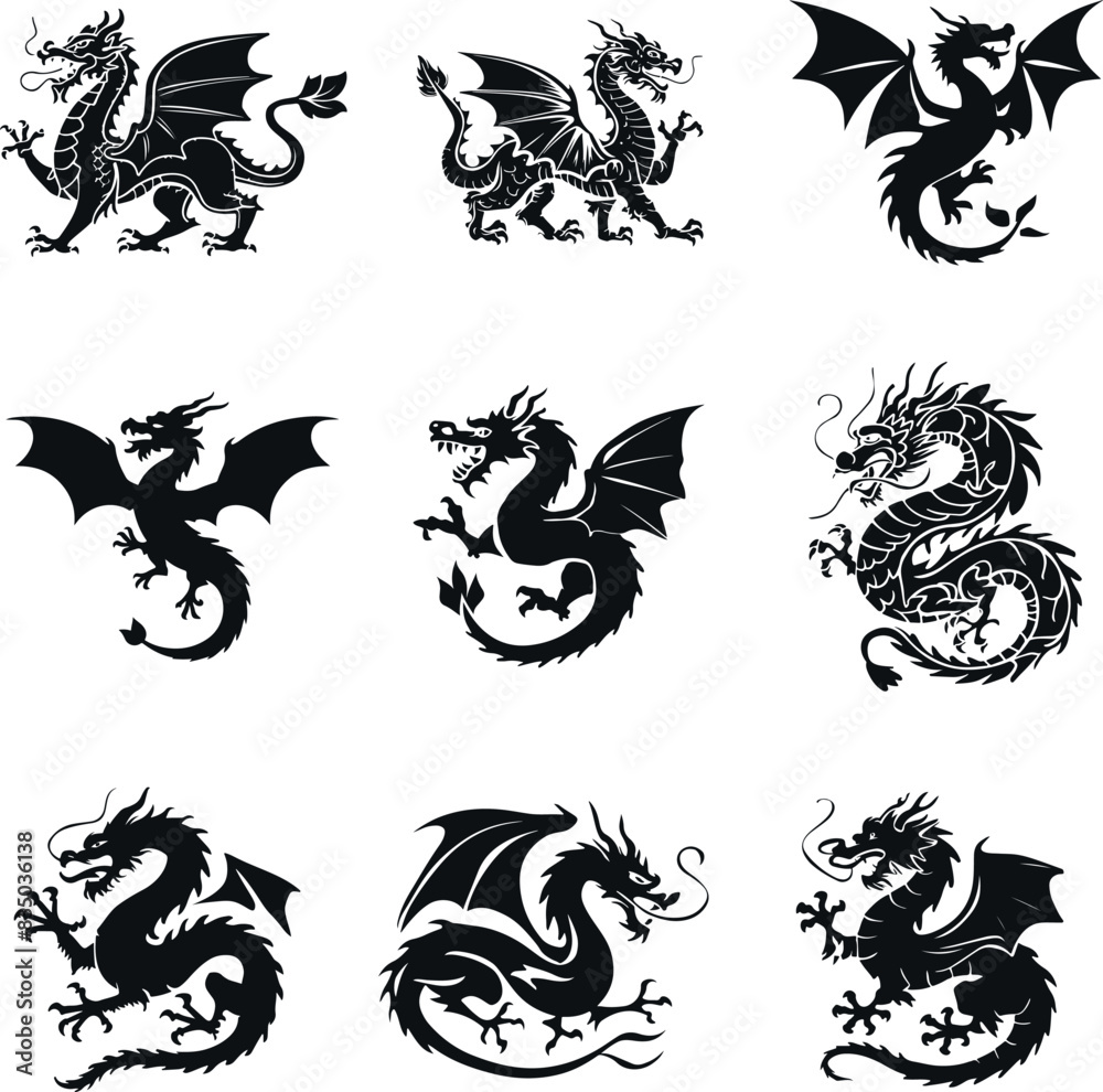 Dragon shilhouette,vactor Dragon shilhouette,vactor