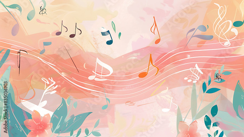 Pastel Musical Notes Illustration background. 