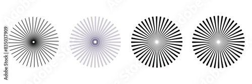 Radial circle lines. Radial circle lines vector set.