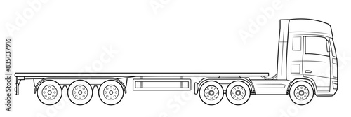 Classic modern flatbed truck - vector illustration of a vehicle.