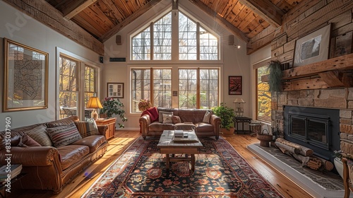 Modern Cozy Living Room with Finished Landscaping Remodel Showcasing Contemporary Design and Comfortable Ambiance, Perfectly Blending Indoor and Outdoor Spaces © Ben