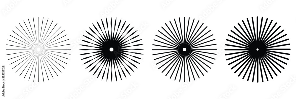 Radial circle lines. Radial circle lines vector set. Radial circle lines. Radial circle lines vector set.