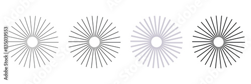 unburst, Rays, beams, starburst, radial lines abstract circular geometric shape design collection. Radial circle lines.