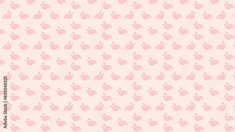 seamless bright pink Flamingo water birds pattern on pale pastel pinkish red solid color background seamless bright pink Flamingo water birds pattern on pale pastel pinkish red solid color background