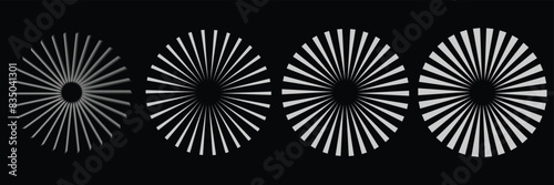 unburst, Rays, beams, starburst, radial lines abstract circular geometric shape design collection. Radial circle lines.