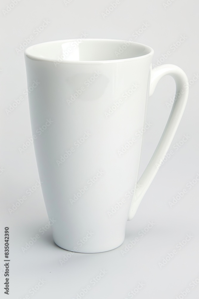 White ceramic coffee mug isolated on a light background White ceramic coffee mug isolated on a light background
