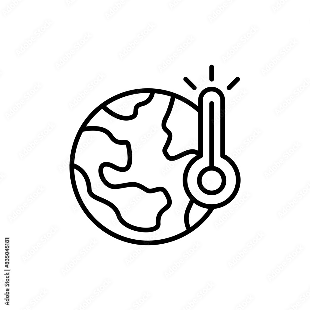 Earth Temperature outline icons, minimalist vector illustration ,simple transparent graphic element .Isolated on white background Earth Temperature outline icons, minimalist vector illustration ,simple transparent graphic element .Isolated on white background
