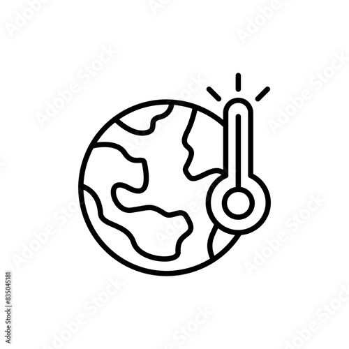 Earth Temperature outline icons, minimalist vector illustration ,simple transparent graphic element .Isolated on white background