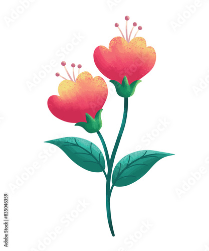 red flower spring illustration design 