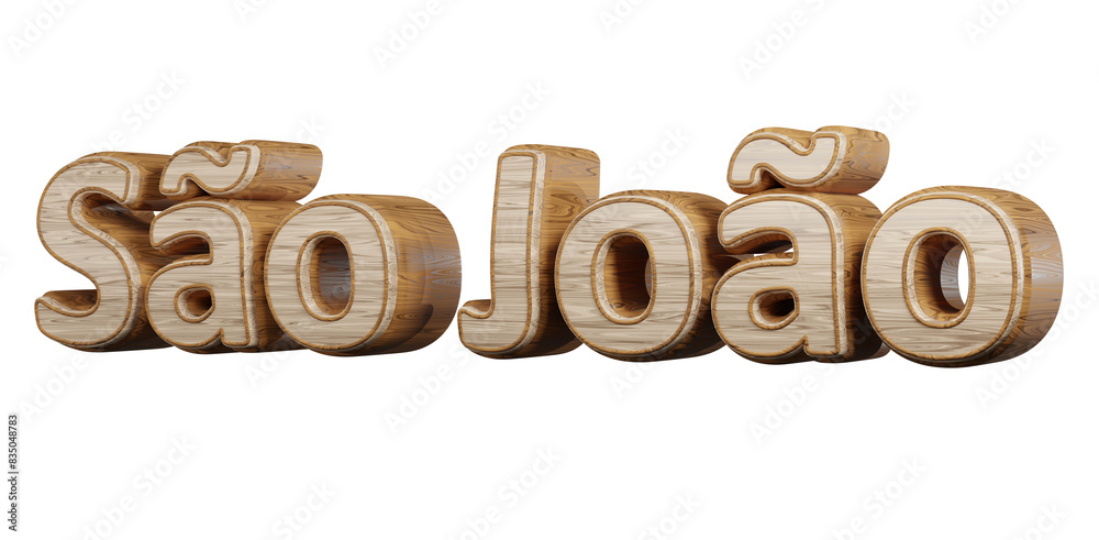3D Wooden 'Sao Joao' Sign for Brasilian Traditional Festivities 3D Wooden 'Sao Joao' Sign for Brasilian Traditional Festivities