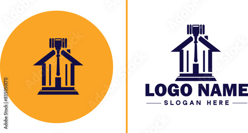 Auction house icon Auction gallery Auction center Auction mart flat logo sign symbol editable vector