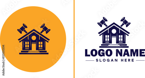 Auction house icon Auction gallery Auction center Auction mart flat logo sign symbol editable vector