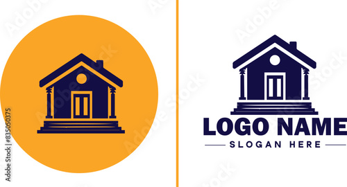 Auction house icon Auction gallery Auction center Auction mart flat logo sign symbol editable vector