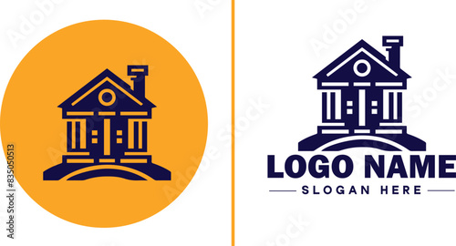 Auction house icon Auction gallery Auction center Auction mart flat logo sign symbol editable vector