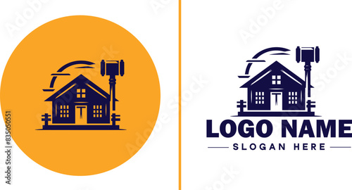Auction house icon Auction gallery Auction center Auction mart flat logo sign symbol editable vector