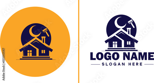 Auction house icon Auction gallery Auction center Auction mart flat logo sign symbol editable vector