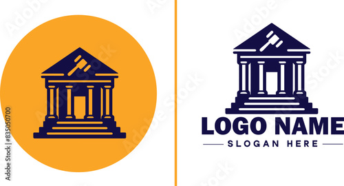 Auction house icon Auction gallery Auction center Auction mart flat logo sign symbol editable vector